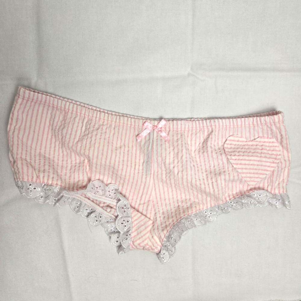 Spreegirl Pink And Whitw Stripe Seersucker Panties Large